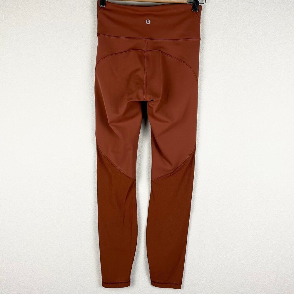 LULULEMON Everlux and Mesh High-Rise Tight 25" Dark Terracotta Size 4 - Picture 6 of 9